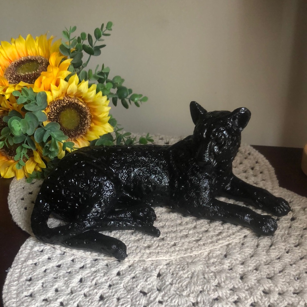 Black Leopard Figurine Home Art Accent